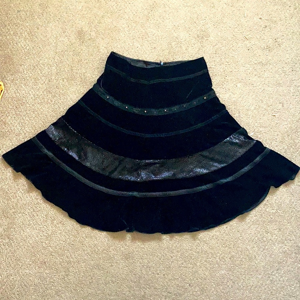 Black skirt with different texture patterns